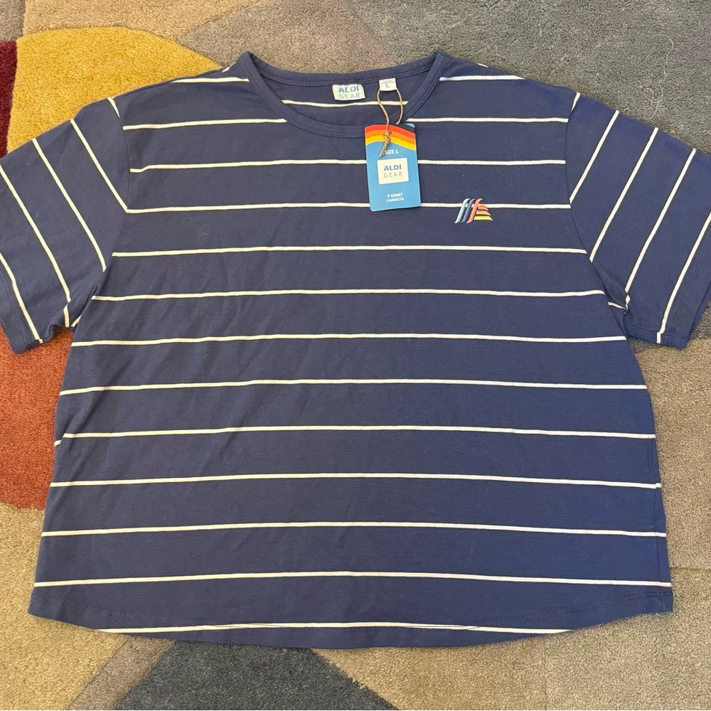 ALDI Gear Stripes T-Shirt New With Tags Size Largw